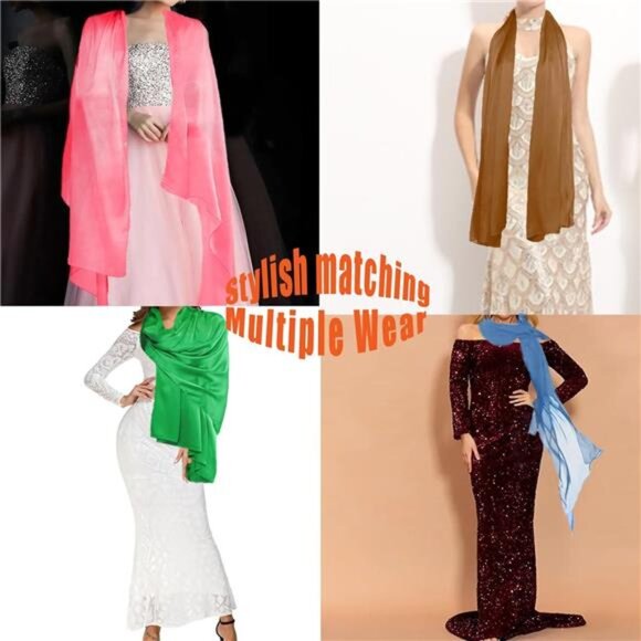 Women Solid Color Scarf, Long Lightweight Wraps Shawl Summer Sun-proof - Picture 5 of 6